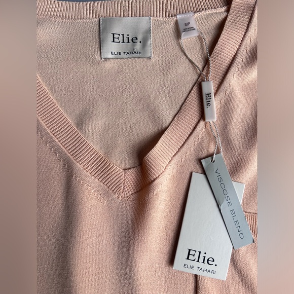 ELIE BY ELIE TAHARI NEW Grange Sherbet V-Neck Sweater NWT Size Small - Picture 2 of 8